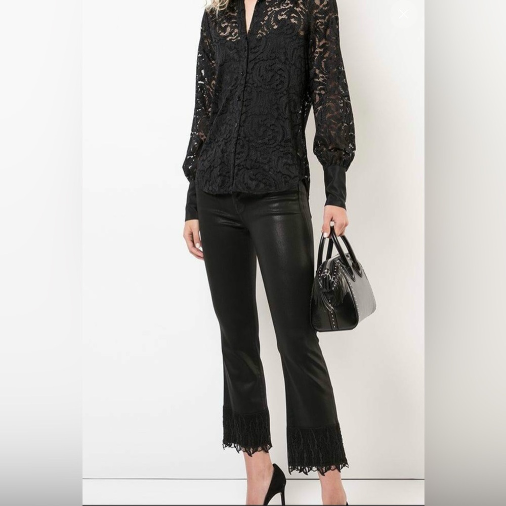J Brand Black Selena Midrise with Lace Hem